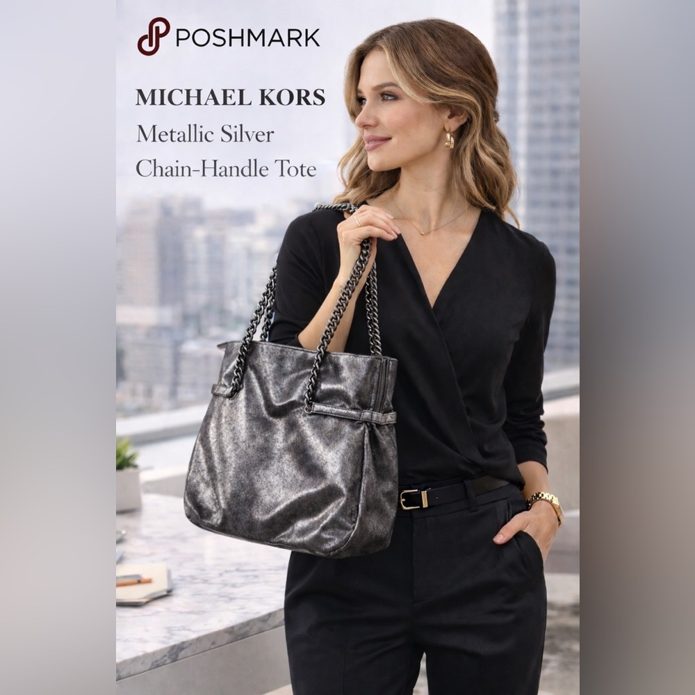 Michael Kors Metallic Chain-Handle Tote - Picture 2 of 7